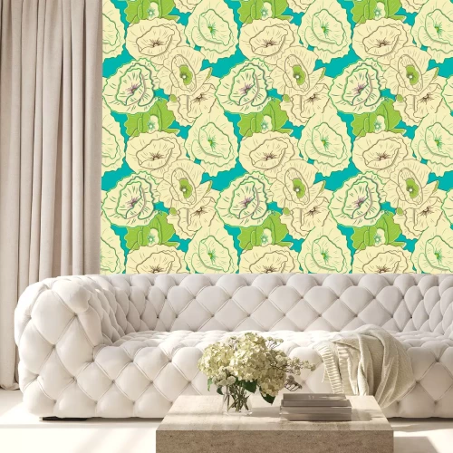 Tapete Große cartoonartige Blumen