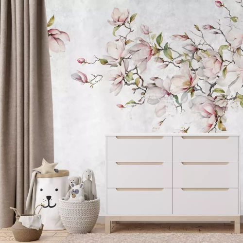 Fototapete Magnolienblüten an Baumzweigen