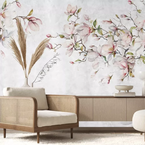 Fototapete Magnolienblüten an Baumzweigen