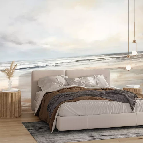 Fototapete Neutral Ocean Landscape Vintage Oil Painting Art