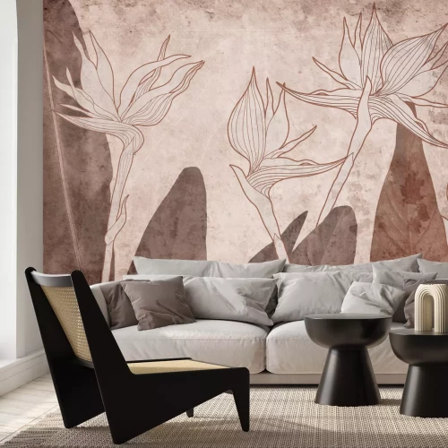 Fototapete Tropische Pflanzen und Blätter Beton-Effekt