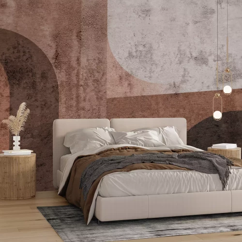 Fototapete Geometrisches Muster auf Betonhintergrund in Brauntönen