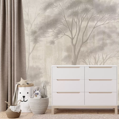 Fototapete Landschaft mit Bäumen in Beigetönen