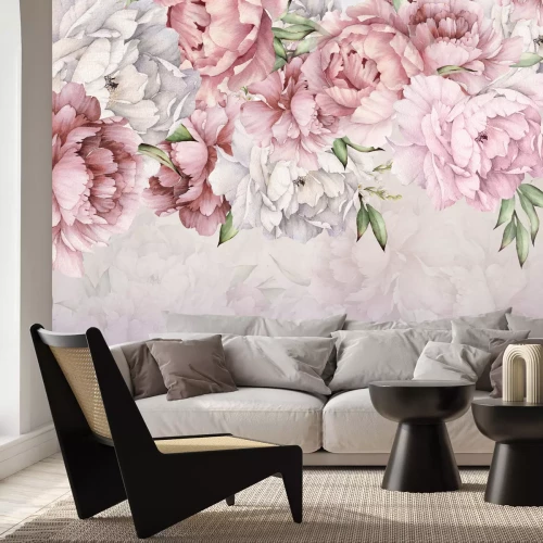 Fototapete Bemalte Pfingstrosenblüten