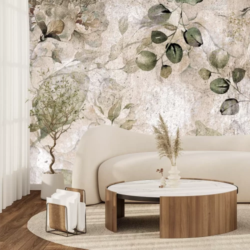 Fototapete Vintage-Blätter in Patinafarben