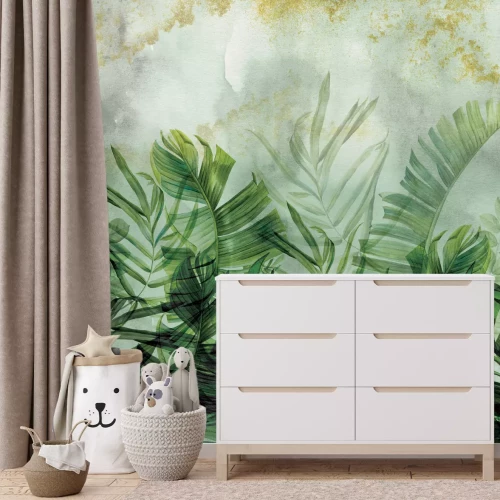 Fototapete Tropisches Aquarell mit Palmblättern