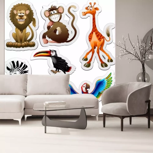 Sticker Animali Giungla Adesivi Sticker Dschungeltiere Icons Vektor-