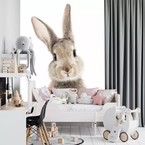 Sticker Niedliches Häschen auf weißem Hintergrund