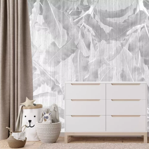 Fototapete Tropische Bananenbäume in Grautönen