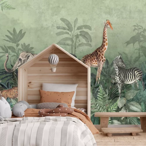 Fototapete Safaritiere im tropischen Dschungel