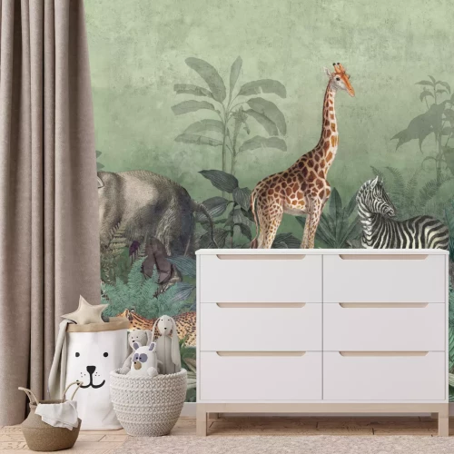 Fototapete Safaritiere im tropischen Dschungel