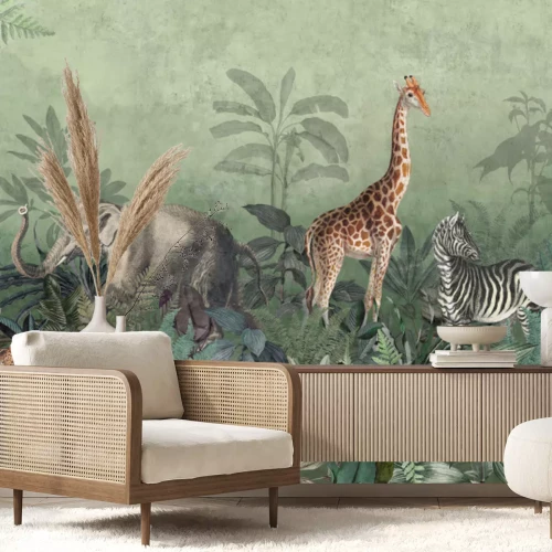 Fototapete Safaritiere im tropischen Dschungel