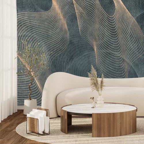 Fototapete 3D-Linien und geometrische Formen auf strukturiertem Hintergrund