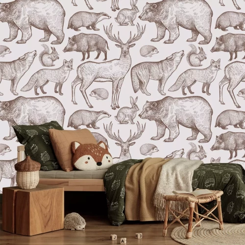 Fototapete Vintage Waldtiere