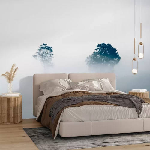 Fototapete Bäume inmitten dichter Nebellandschaft