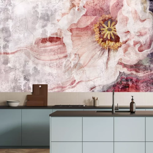 Fototapete Eine große Blume auf einem konkreten Hintergrund