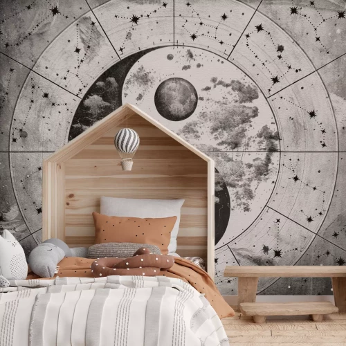 Fototapete Yin-Yang-Symbol auf einem Sternenhintergrund