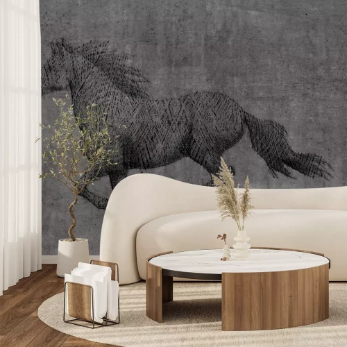 Fototapete Galoppierendes Pferd auf strukturiertem Hintergrund