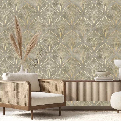 Fototapete Art-Deco-Muster auf einem Aquarell-Hintergrund