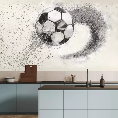 Fototapete 3D-Fußball auf einem Aquarell-Hintergrund