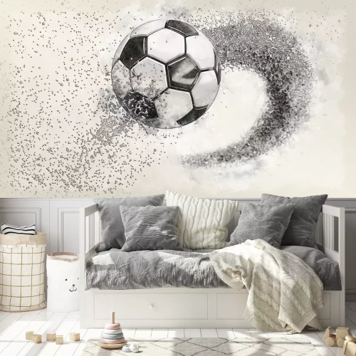 Fototapete 3D-Fußball auf einem Aquarell-Hintergrund