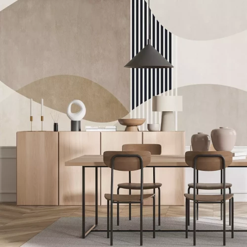 Fototapete Geometrische Formen und weiße Streifen