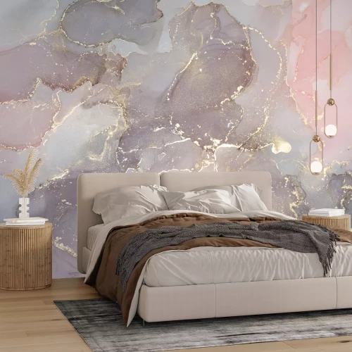 Fototapete Marmorstruktur mit Gold im Aquarellstil