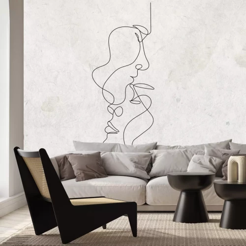 Fototapete Strichzeichnungen von Gesichtern auf Betongrund