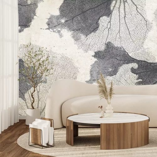 Fototapete Graue Korallen auf einem Untergrund in Betonoptik