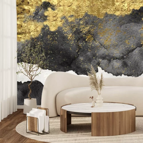 Fototapete Abstrakter Aquarellhintergrund mit Goldimitat