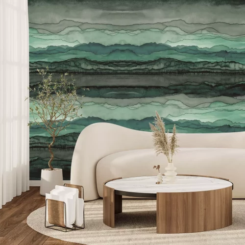 Fototapete Abstrakte geteilte Wellen im Aquarellstil