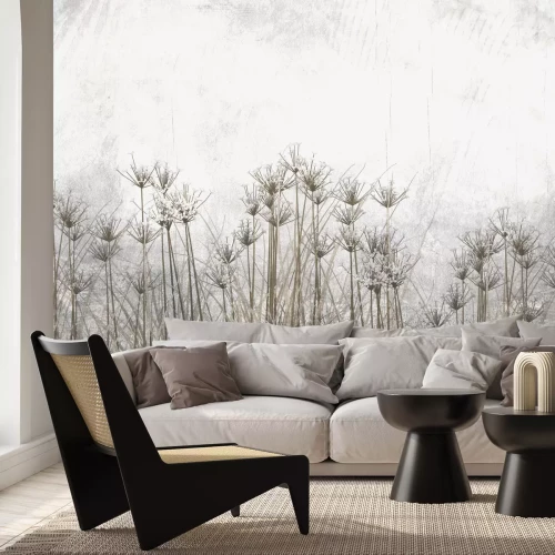 Fototapete Wildpflanzen auf grauem Hintergrund