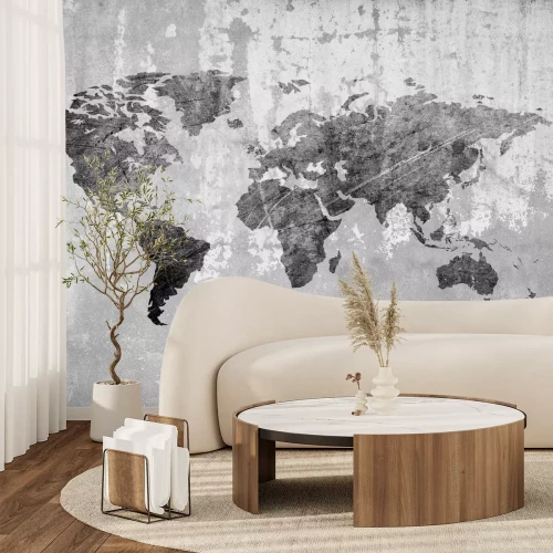 Fototapete Weltkarte auf konkretem Hintergrund