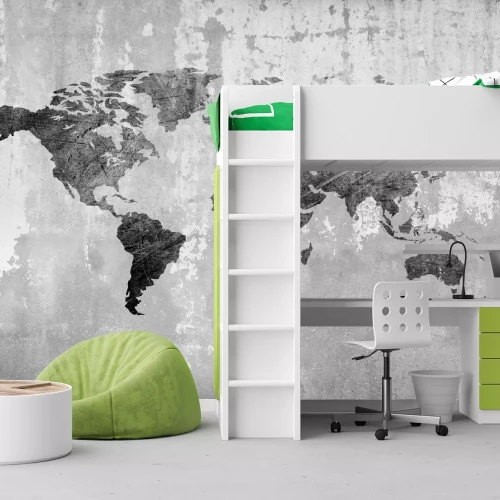 Fototapete Weltkarte auf konkretem Hintergrund