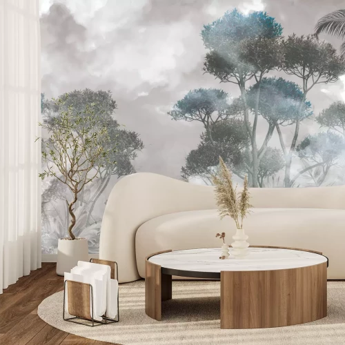 Fototapete Tropische Waldlandschaft im Nebel