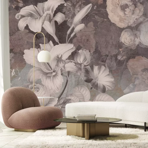 Fototapete Monochrome Vintage-Blumen