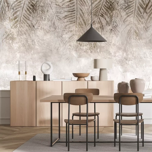 Fototapete Palmzweige auf konkretem Hintergrund