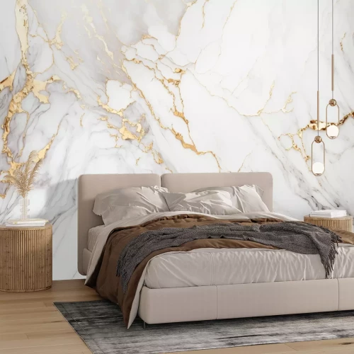 Fototapete Marmor mit goldenen und grauen Adern