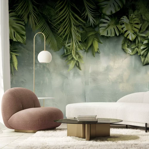 Fototapete 3D-Zusammensetzung grüner tropischer Blätter