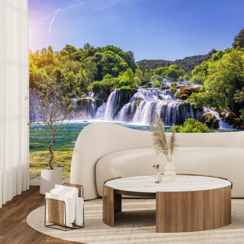 Fototapete Naturlandschaft mit einem wunderschönen Wasserfall