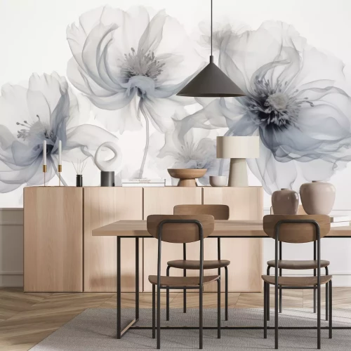 Fototapete Zarte graublaue Blüten