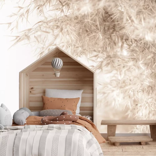 Fototapete Botanisches Grasmuster auf weißem Hintergrund