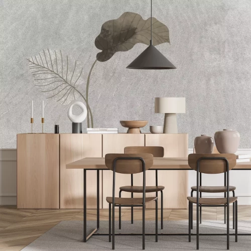 Fototapete Minimalistisches Blattmuster auf grauem Betonhintergrund