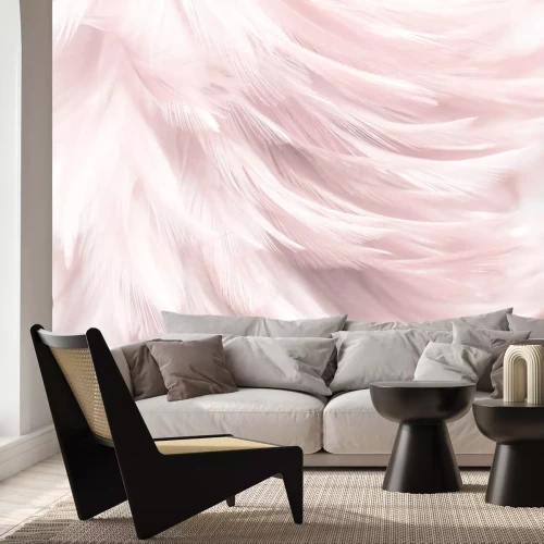 Fototapete Rosa 3D-Federn Nahaufnahme