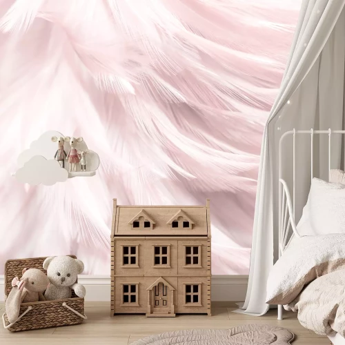 Fototapete Rosa 3D-Federn Nahaufnahme