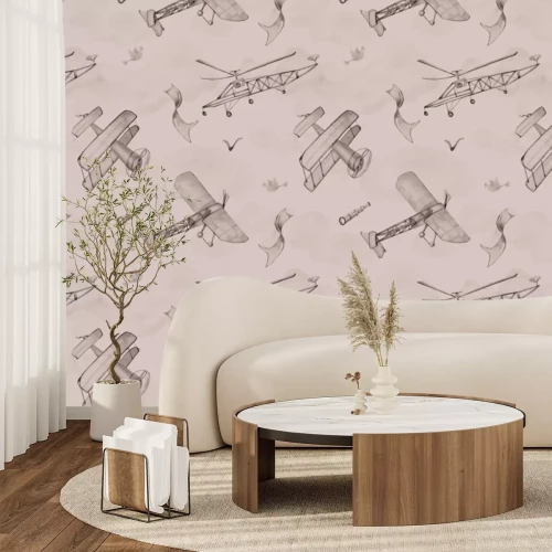 Fototapete Flugzeuge zwischen den Wolken am Himmel - Kindermuster