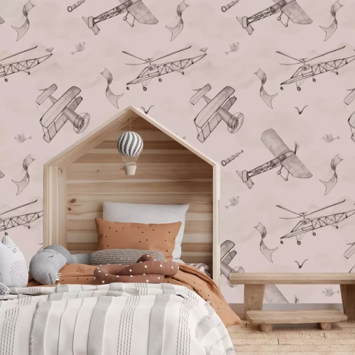 Fototapete Flugzeuge zwischen den Wolken am Himmel - Kindermuster