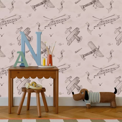 Fototapete Flugzeuge zwischen den Wolken am Himmel - Kindermuster