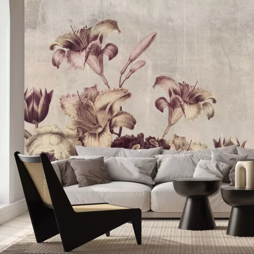 Fototapete Vintage-Blumen auf strukturiertem Hintergrund