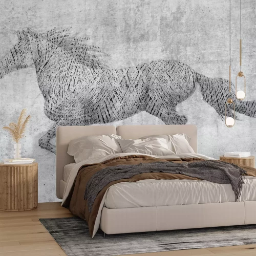 Fototapete Galoppierendes Pferdemuster im Industriestil